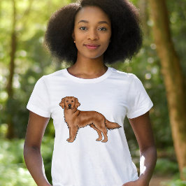 Red Golden Retriever Cute Tecknad hund Illustratio T Shirt