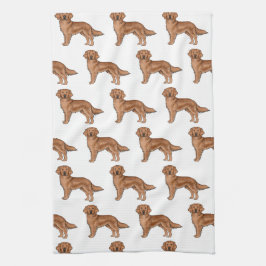 Red Golden Retriever Cute Tecknad hund Mönster Kökshandduk