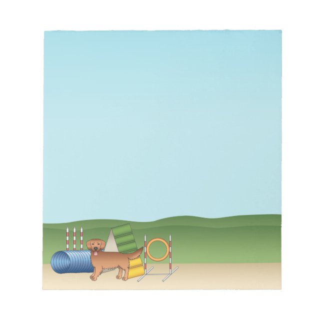 Red Golden Retriever Hund med hjälputrustning Anteckningsblock (Framsida)