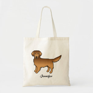 Red Golden Retriever Tecknad hund och eget namn Tygkasse