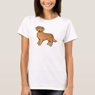 Red Golden Retriever Tecknad hund Teckning T Shirt