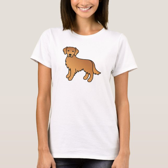 Red Golden Retriever Tecknad hund Teckning T Shirt (Framsida)