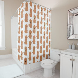 Red Goldendoodle Design Shower Curtain