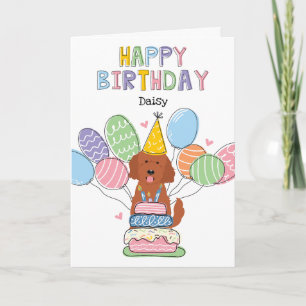 Red Goldendoodle Hund Grattis på födelsedagen Card Kort