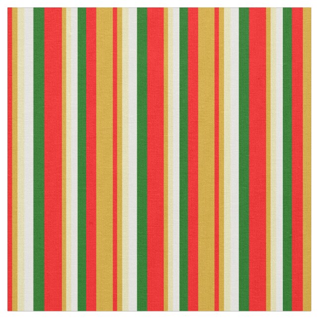 Red, Goldenrod, Tan, White och Mörk grönt Färgad Tyg (Närbild)