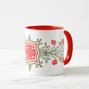 Red Golds Blommigt Art Coffee Mugg