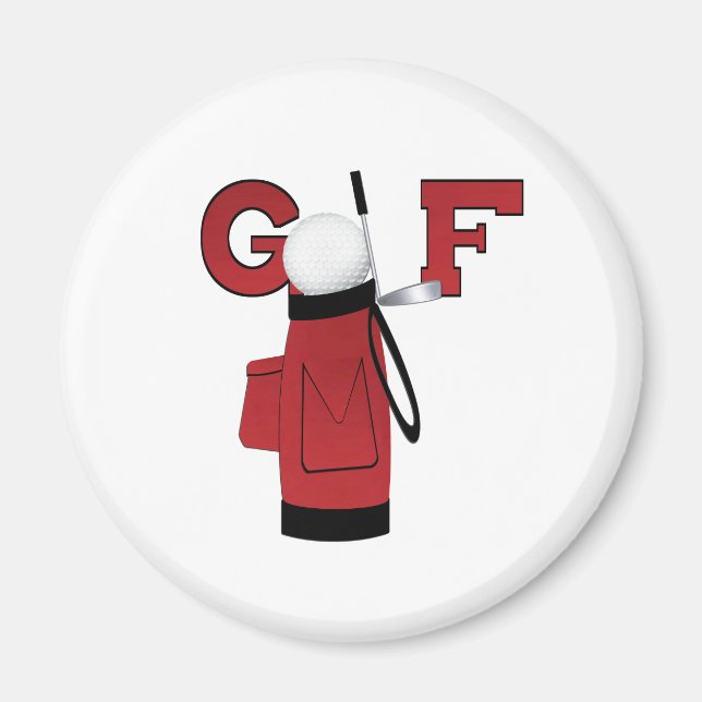 Red Golf Bag Golf Magnet (Framsidan)