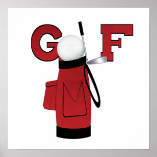 Red Golf Bag Golf T-shirts och gåvor Poster