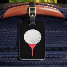 Red Golf Tee och Boll på Black