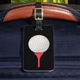 Red Golf Tee och Boll på Black Bagagebricka