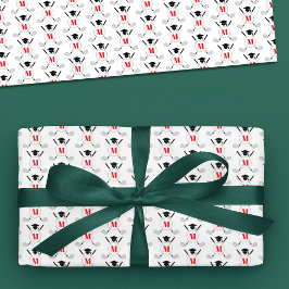 Red Golf Themed Graduation Monogram Pattern Presentpapper