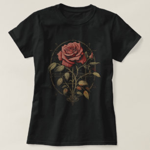 Red Goth Ro Flowers Witchcraft Gothic Aestthetic T Shirt