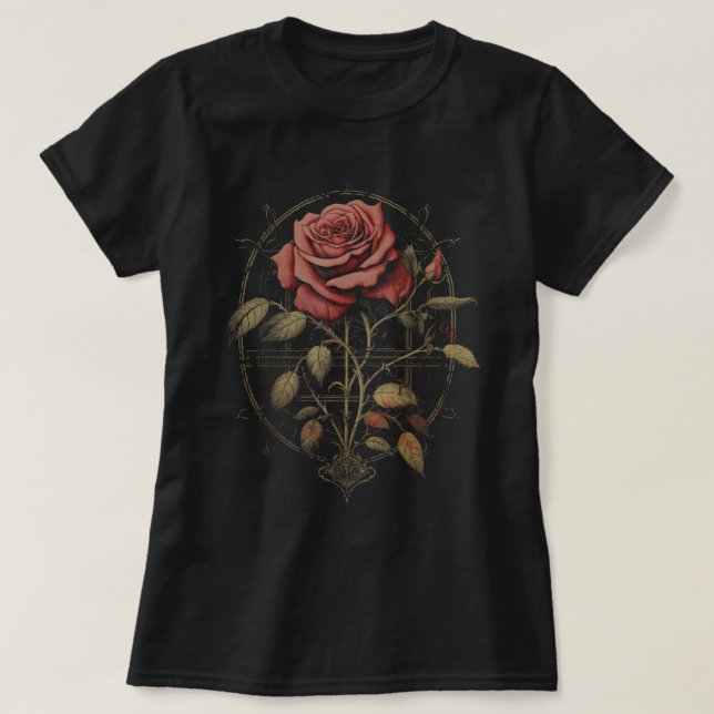 Red Goth Ro Flowers Witchcraft Gothic Aestthetic T Shirt (Design framsida)