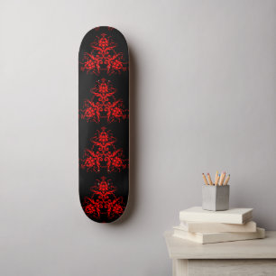 Red Goth Vintage Damask Mini Skateboard Bräda 18,5 Cm