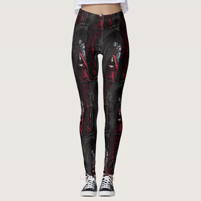 Red Gothic Girl Mörk Elegance Leggings (Framsida)