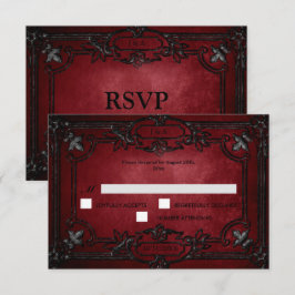 Red Gothic Halloween Alternative Wedding RSVP Card OSA Kort