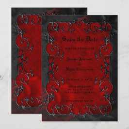 Red Gothic halloween wedding save the date Meddelande