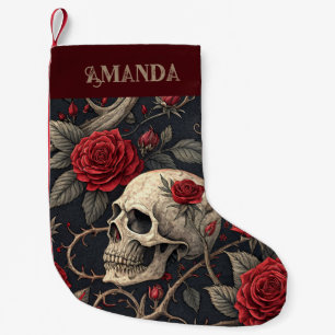 Red Gothic Skull Ro Liten Julstrumpa