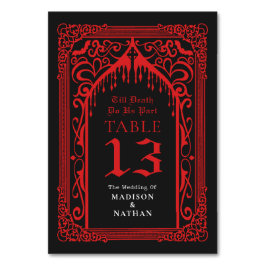 Red Gothic Vampire Cathedral Bröllop Bordsnummer