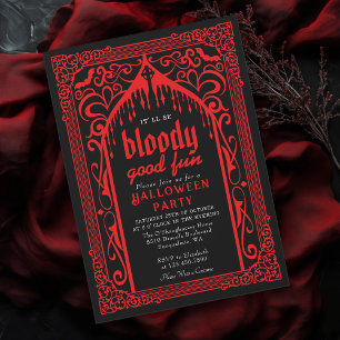 Red Gothic Vampire Cathedral Halloween Inbjudningar