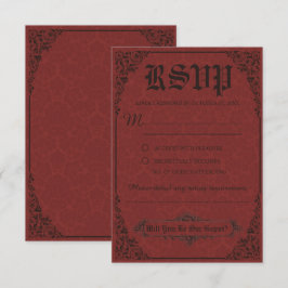 Red Gothic Victorian Damask Wedding OSA kort