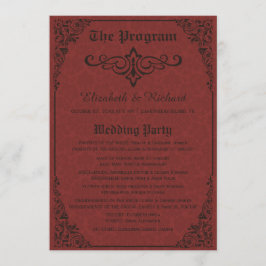 Red Gothic Victorian Damask Wedding Program