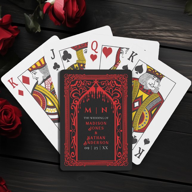 Red gotiic Vampire Cathedral Wedor Favor Casinokort (Skapare uppladdad)