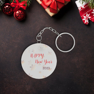 Red Gott nytt år Keychain Nyckelring