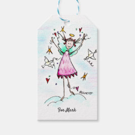 Red Gown Angel som tar med sig hjärtan med fredsdu Presentetikett
