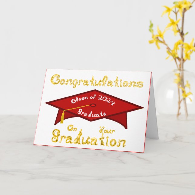 Red Grad Cap Guld White Student klass 2024 Hat ell Kort (Gul blomma)