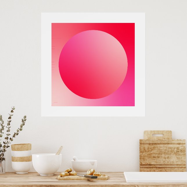 Red Gradient Circle Vignette Abstract Design Poster (Kök)