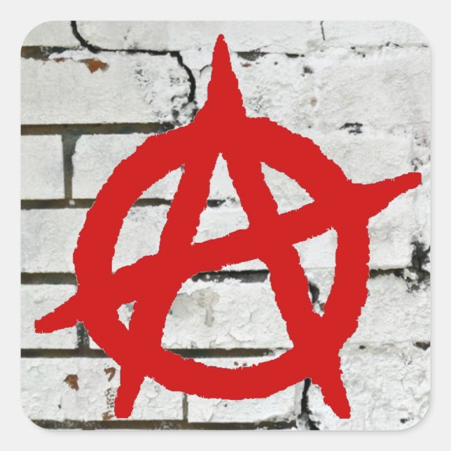 Red Graffiti Anarchy Symbol Fyrkantigt Klistermärke (Framsida)