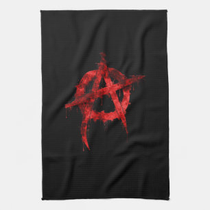 Red Graffiti Anarchy Symbol Kökshandduk