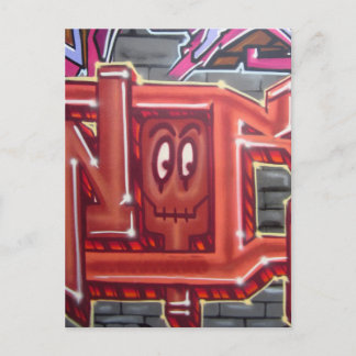 Red graffiti ansikte vykort