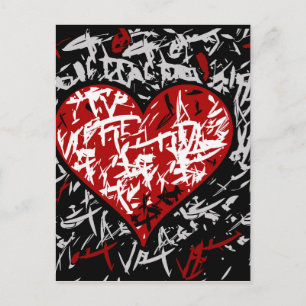 Red graffiti hart vykort