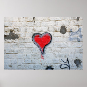 Red graffiti hjärta poster