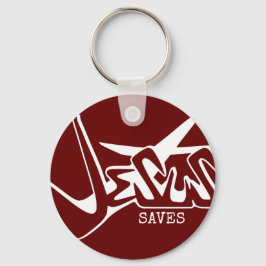 Red Graffiti Jesus Saves Keychain Nyckelring