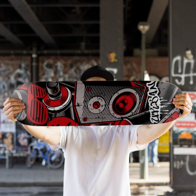 Red Graffiti Stil Skateboard | Röd skal (Retro Graffiti Skateboard Deck)