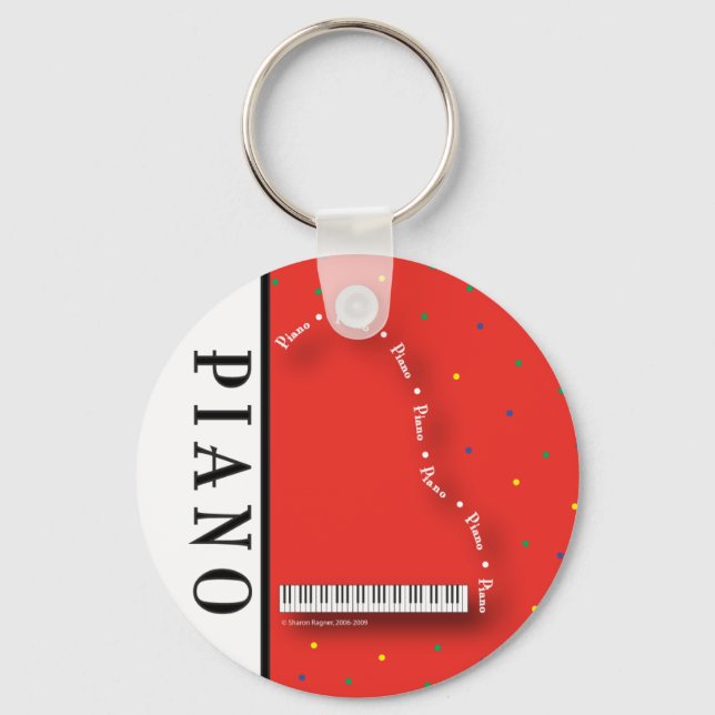Red Grand Piano Keychain Nyckelring (Framsida)