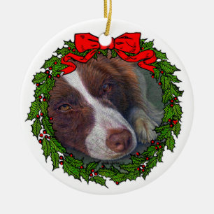 Red Gräns Collie Art by Glenda S. Harlan Julgransprydnad Keramik