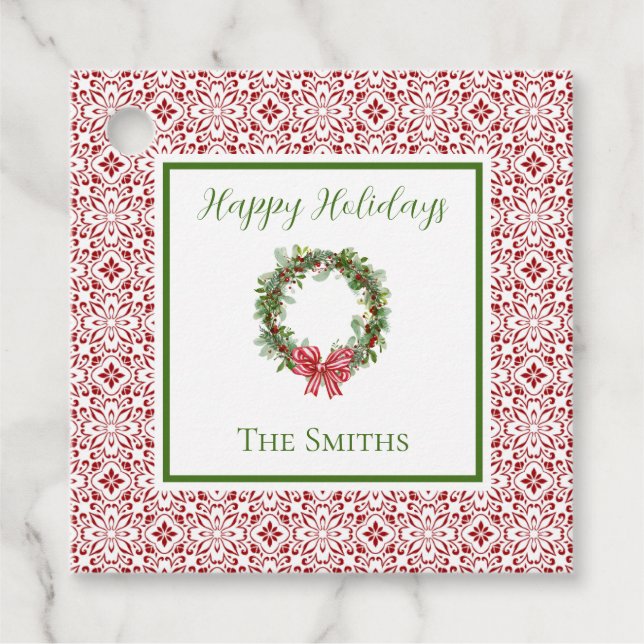 Red Gräns Personlig Helgdag Gift-Märkre Gåvor Etiketter (Framsida)