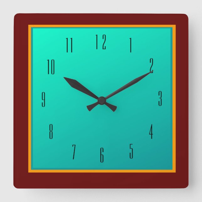 Red Gräns/ Sea Grönt Center> Plain wall Clock Fyrkantig Klocka (Framsida)