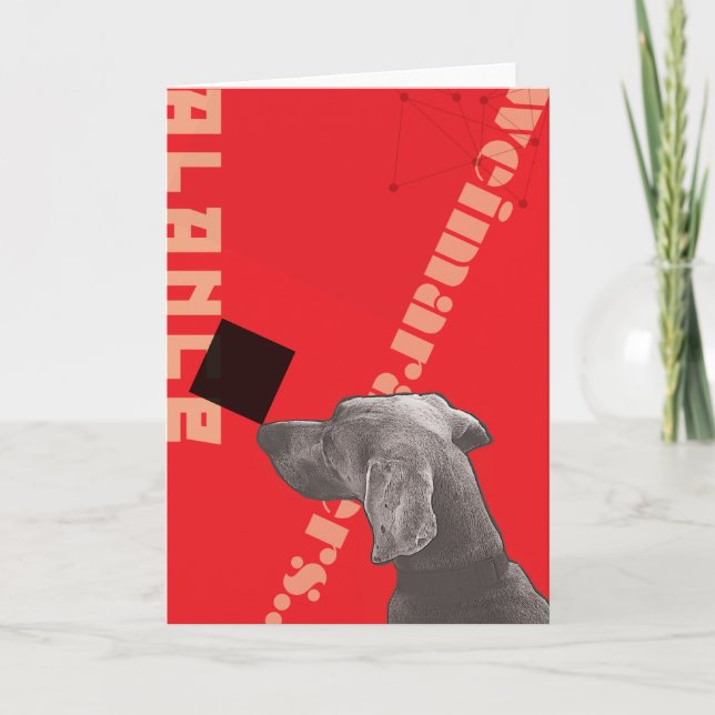 RED GRAPHIC WEIM BLANK GREETING Card with ENVELOPE Kort (Framsida)