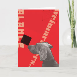 RED GRAPHIC WEIM BLANK GREETING Card with ENVELOPE Kort