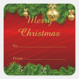 Red Gräs jul-Julafton-gåva till från etikettmärket Fyrkantigt Klistermärke