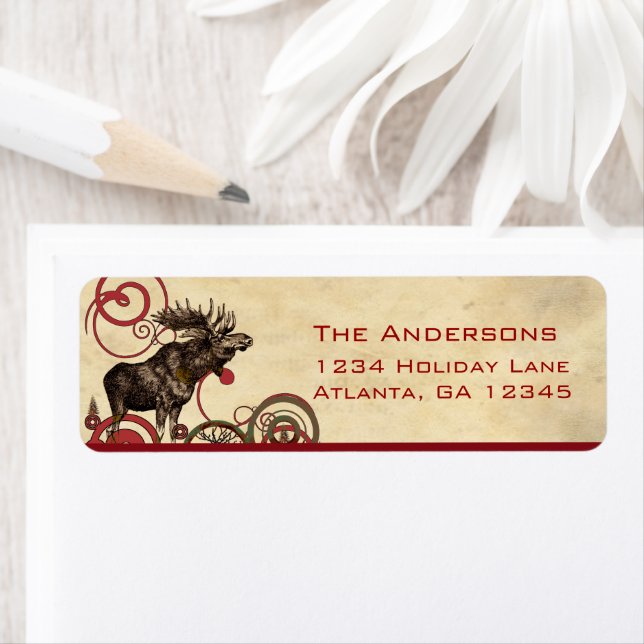 Red Gräs Moose Träd Returadress Returadress Etikett (Insitu)