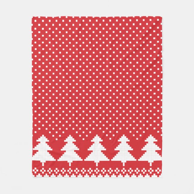 Red Gräs Träd Sweater Sticka Blanket Fleecefilt (Framsidan)