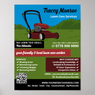 Red Gräsmatta-Mower Scene, Gräsmatta Care Services Poster