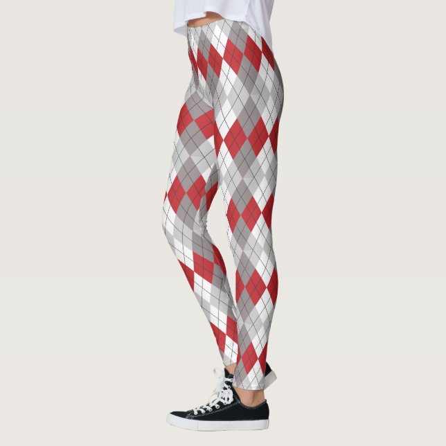 Red Grått Argyle Mönster Leggings (Vänster)