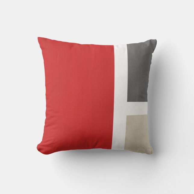 Red Grått Beige Modern Kudde (Framsida)